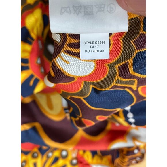 J. Crew Darwin Ratti Women's 12 Yellow Blouse Silk Tank Top Twill Ruffle Floral - Picture 4 of 8